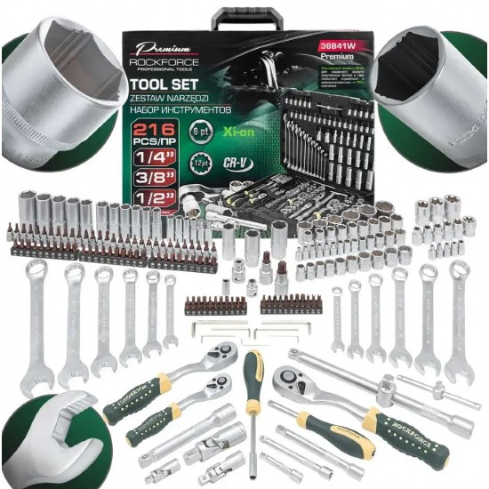 ГЕДОРЕ 216 ЧАСТИ 1/2“, 1/4“ И 3/8“ ROCKFORCE PREMIUM XI-ON